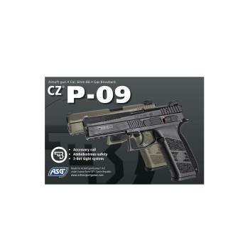 Réplique pistolet 6mm CZ P09 gaz  0.8 joules blowback Tan ASG