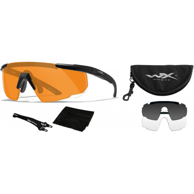 WLX-308N Lunettes protection balistiques Saber Adv. Noir écrans fumé/incolore/orange by ADAROM